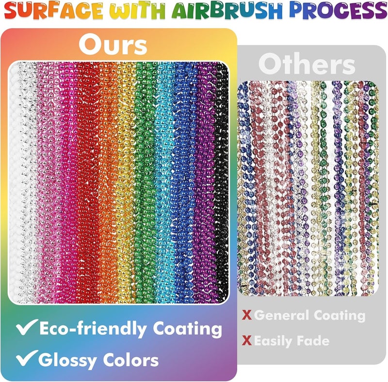 VLUV 36Pcs Beaded Necklace, Mardi Gras Beads Necklaces Accessories, 33 Inch Bead Costume for Women Man, Festival Parade Throw Supplies - Image 4